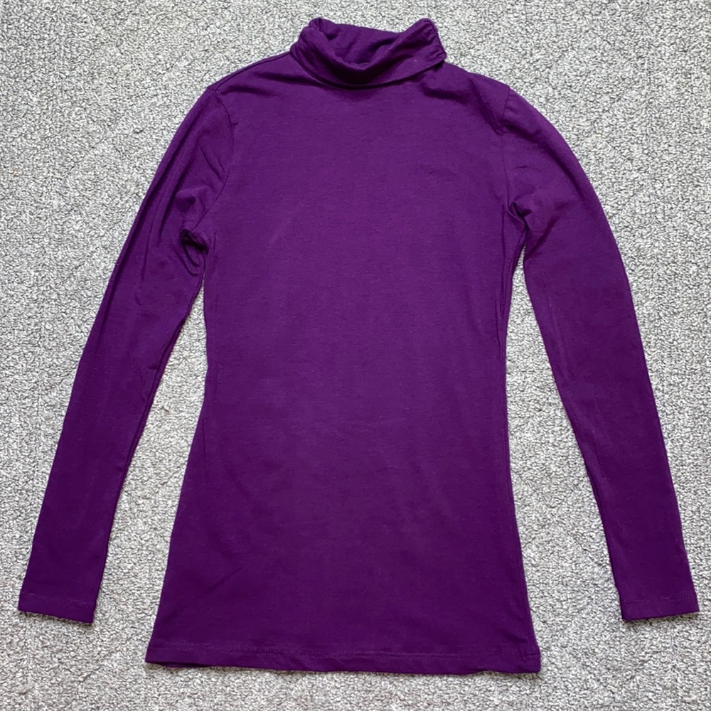 Dark Purple Turtle Neck Long Sleeve Top